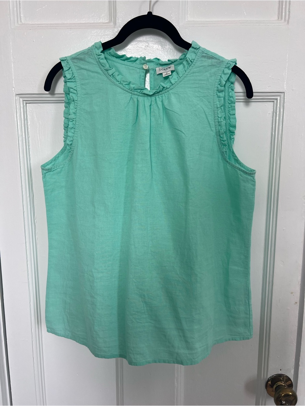 J. Crew Sleeveless Ruffle-Trim Camisole in Mint